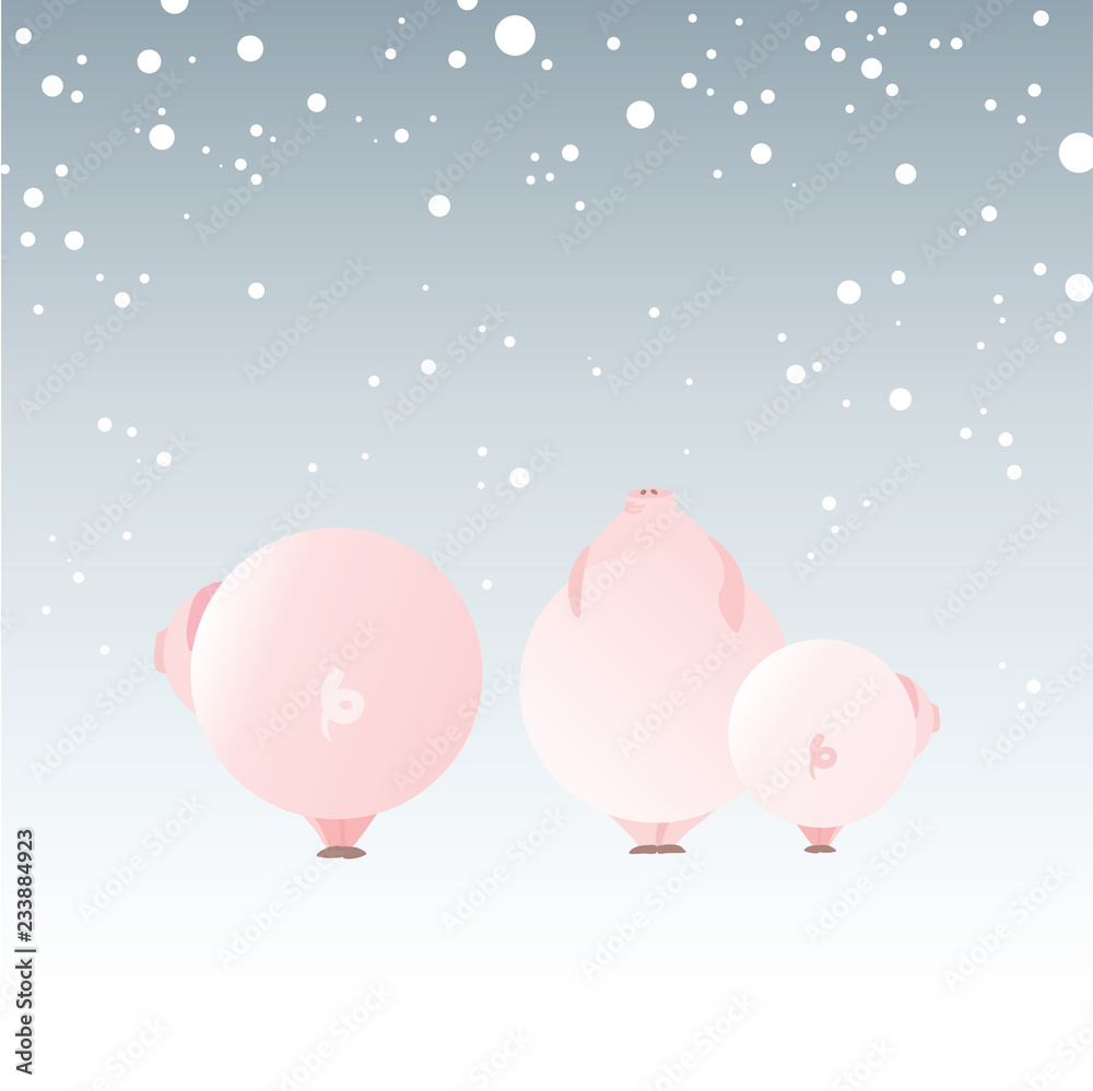 Pink, round piglets. Farm animals. Boar - a symbol of the new year. Little pigs. Pink, round piglets. Farm animals. Boar - a symbol of the new year. Little pigs.
