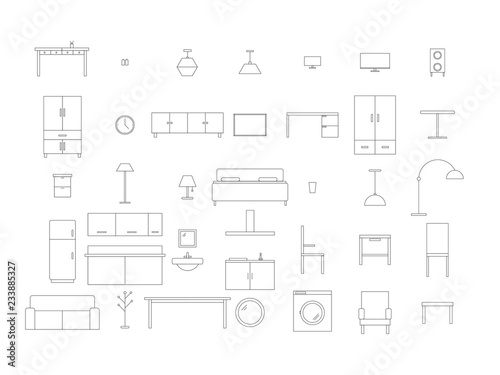 home interior furniture appliances vector