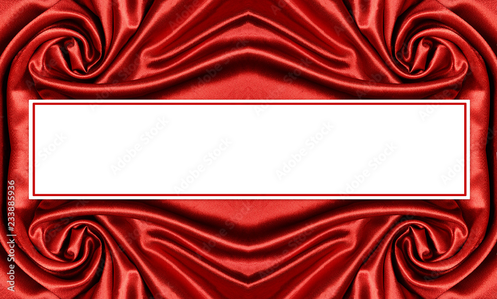 Red satin fabric background and white card Red satin fabric background and white card