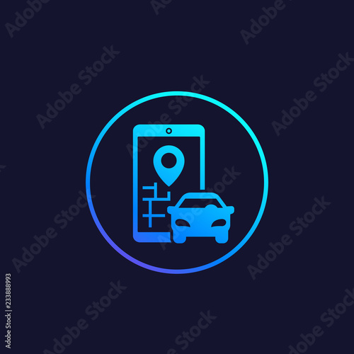 carsharing vector icon with smartphone and car