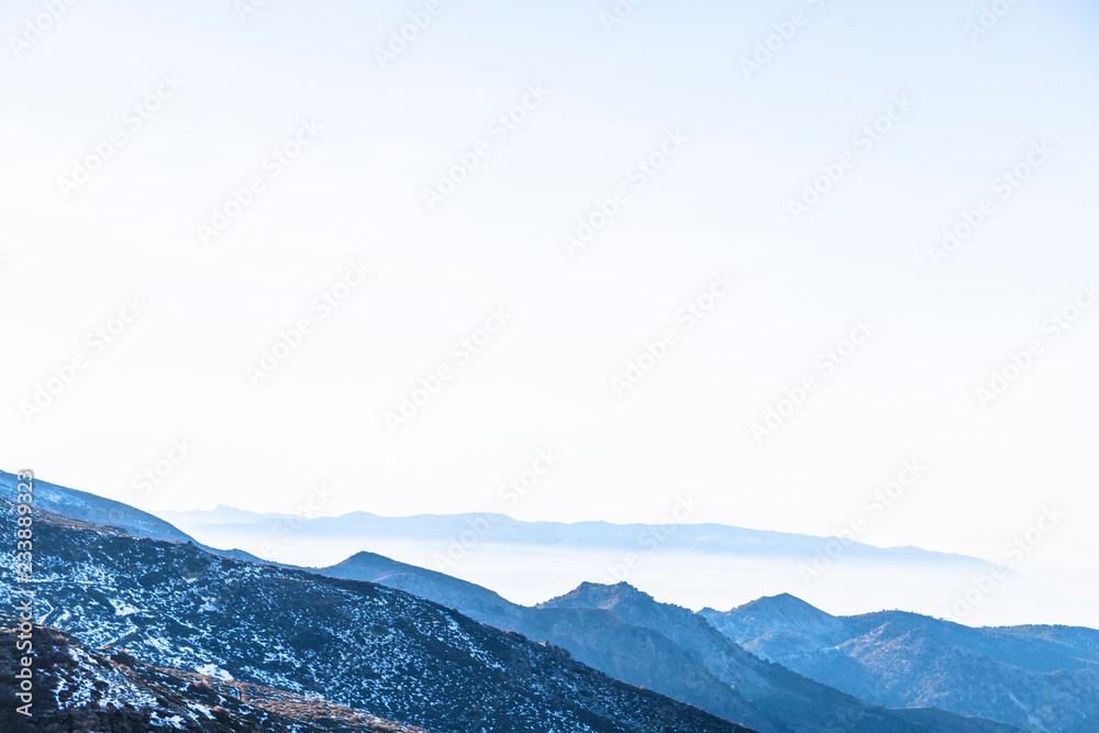 Beautiful landscape of blue sky and mountains in Sierra Nevada