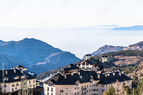 Town of Pradollano ski resort in Spain in Sierra Nevada