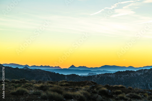 Amazing landscape of sky and mountains in Sierra Nevada, Spain