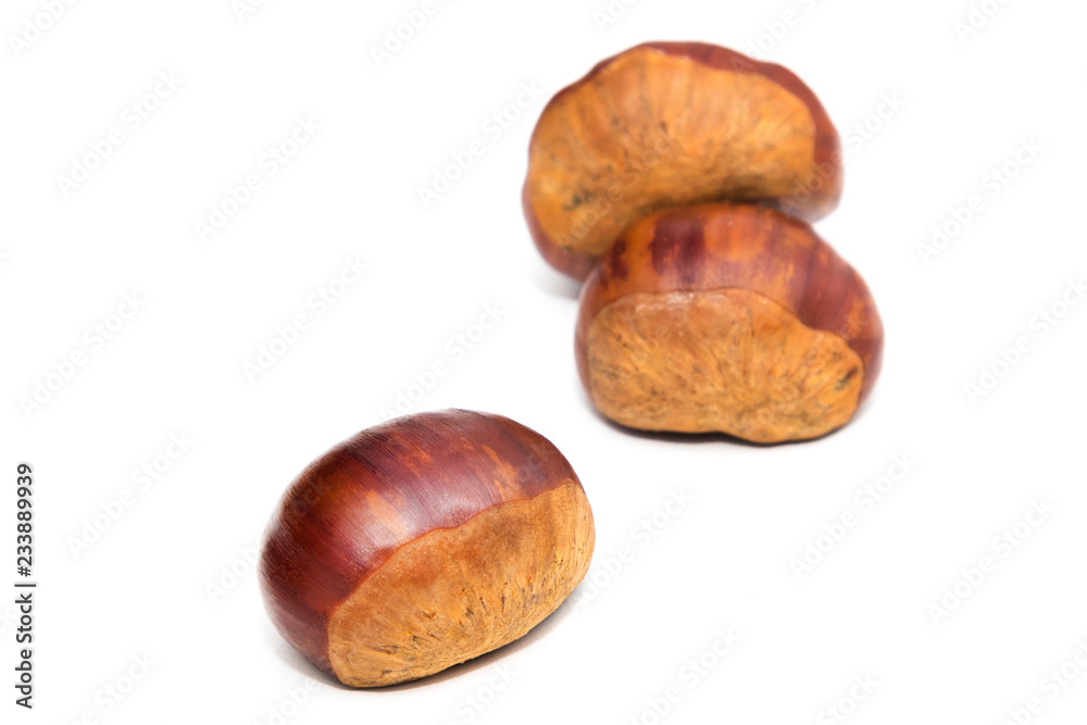 natural chestnuts isolated in white natural chestnuts isolated in white