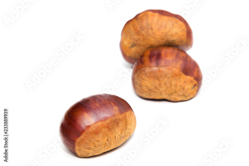 natural chestnuts isolated in white