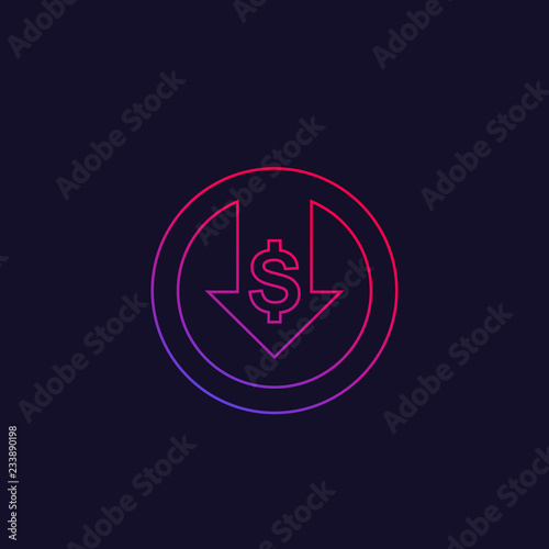 reduce costs, vector icon, linear