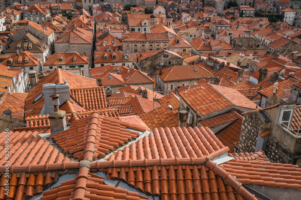 Rooftops of old houses in Dubrovnik