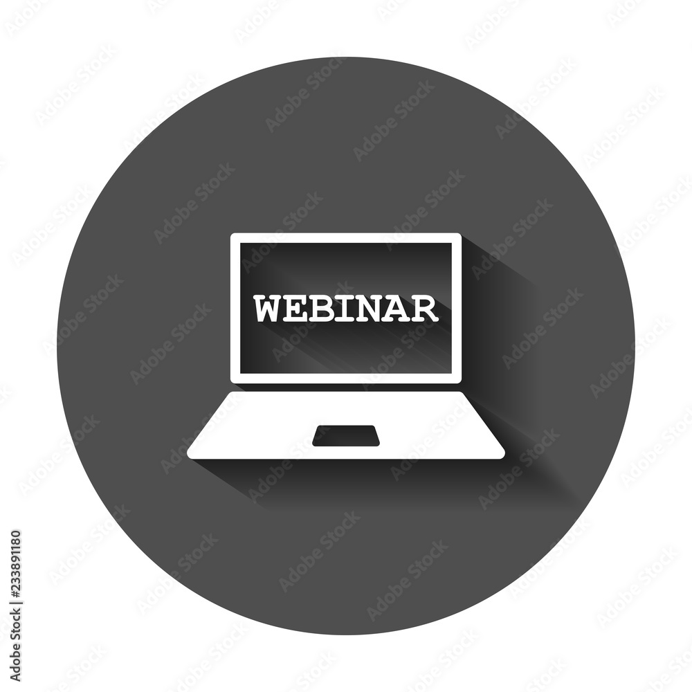 Online training process icon in flat style. Webinar seminar vector illustration with long shadow. E-learning business concept. Online training process icon in flat style. Webinar seminar vector illustration with long shadow. E-learning business concept.