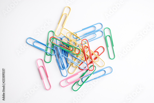 Assorted colored paper clips.