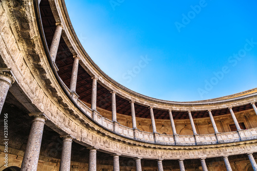 Arena In palace of Carlos 5 in Alhambra complex in Granada