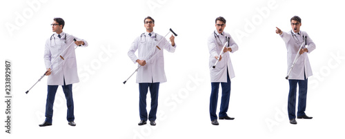 Young doctor physician standing walking isolated on white backgr