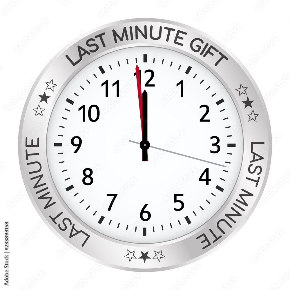 Silver Clock. Last Minute Gift One Minute Before Twelve Silver Clock. Last Minute Gift One Minute Before Twelve