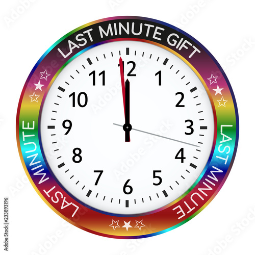 Colorful Clock. Last Minute Gift Ideas! One Minute Left