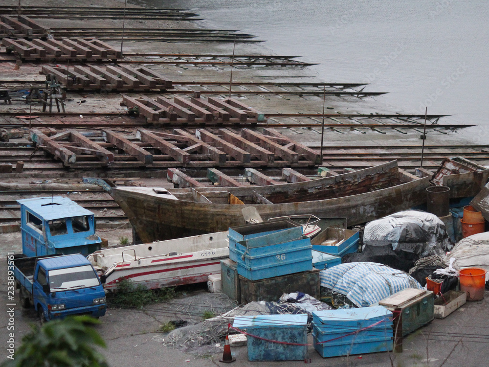 Harbour harbor with fishing boat and freight ship at in Taitung province, Taiwan Harbour harbor with fishing boat and freight ship at in Taitung province, Taiwan