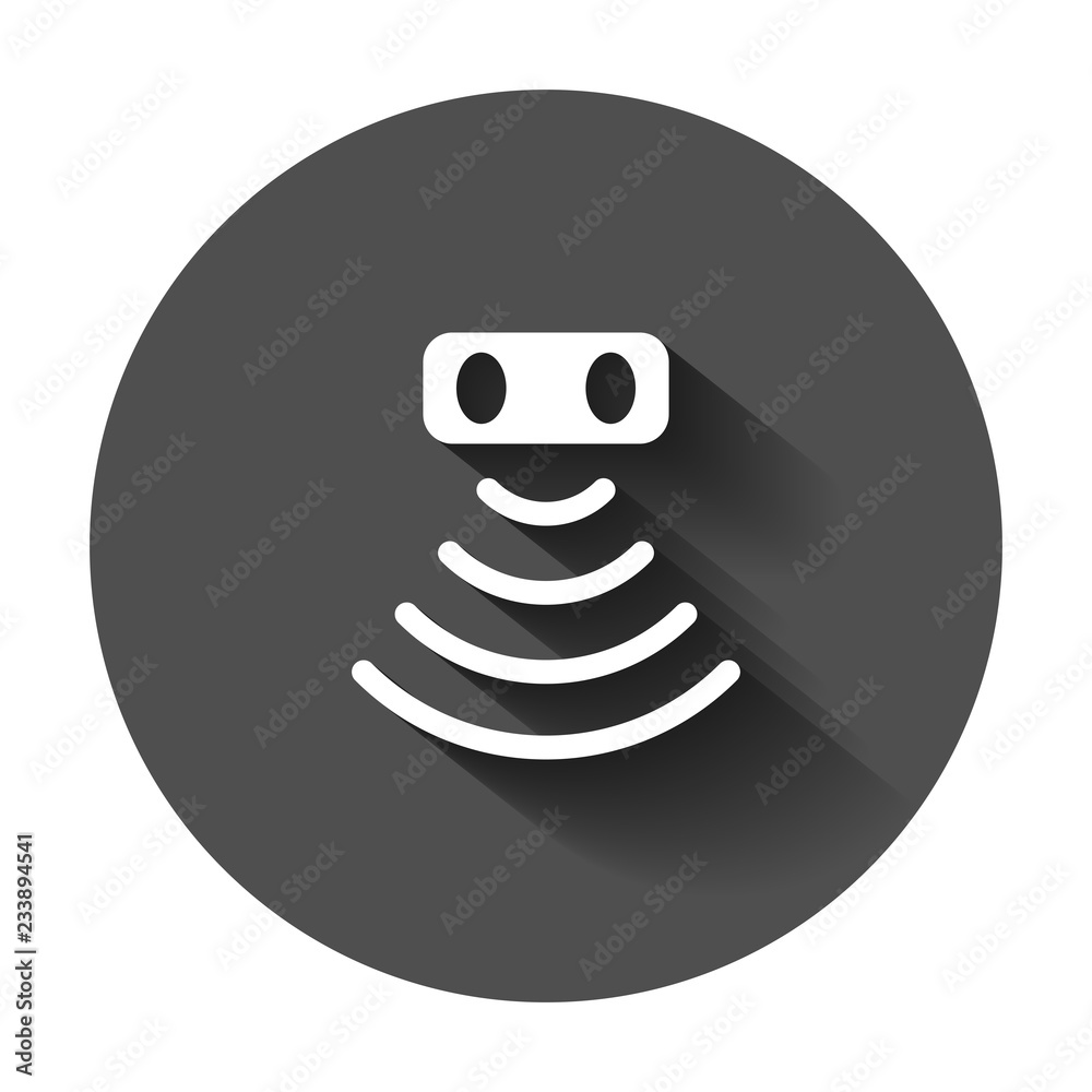 Motion sensor icon in flat style. Sensor waves vector illustration with long shadow. Security connection business concept. Motion sensor icon in flat style. Sensor waves vector illustration with long shadow. Security connection business concept.