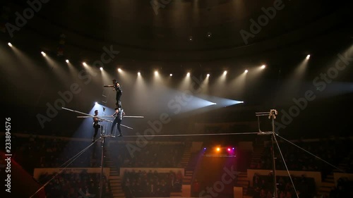 Tightrope walkers at the circus