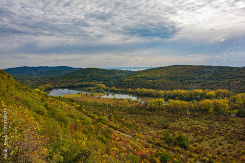 Autumn colours on display in the Carso karst limestone area of Friuli, near Lago di Doberdo lake in north east Italy 