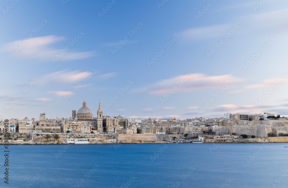 Panoramic view of Valletta with the St. Pauls Cathedral and Charmelite Church, Malta Panoramic view of Valletta with the St. Pauls Cathedral and Charmelite Church, Malta