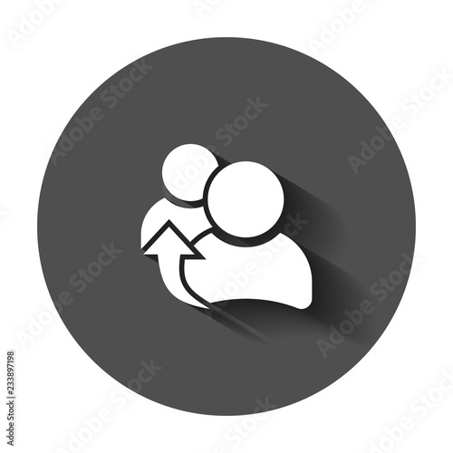 People referral icon in flat style. Business communication vector illustration with long shadow. Reference teamwork business concept.