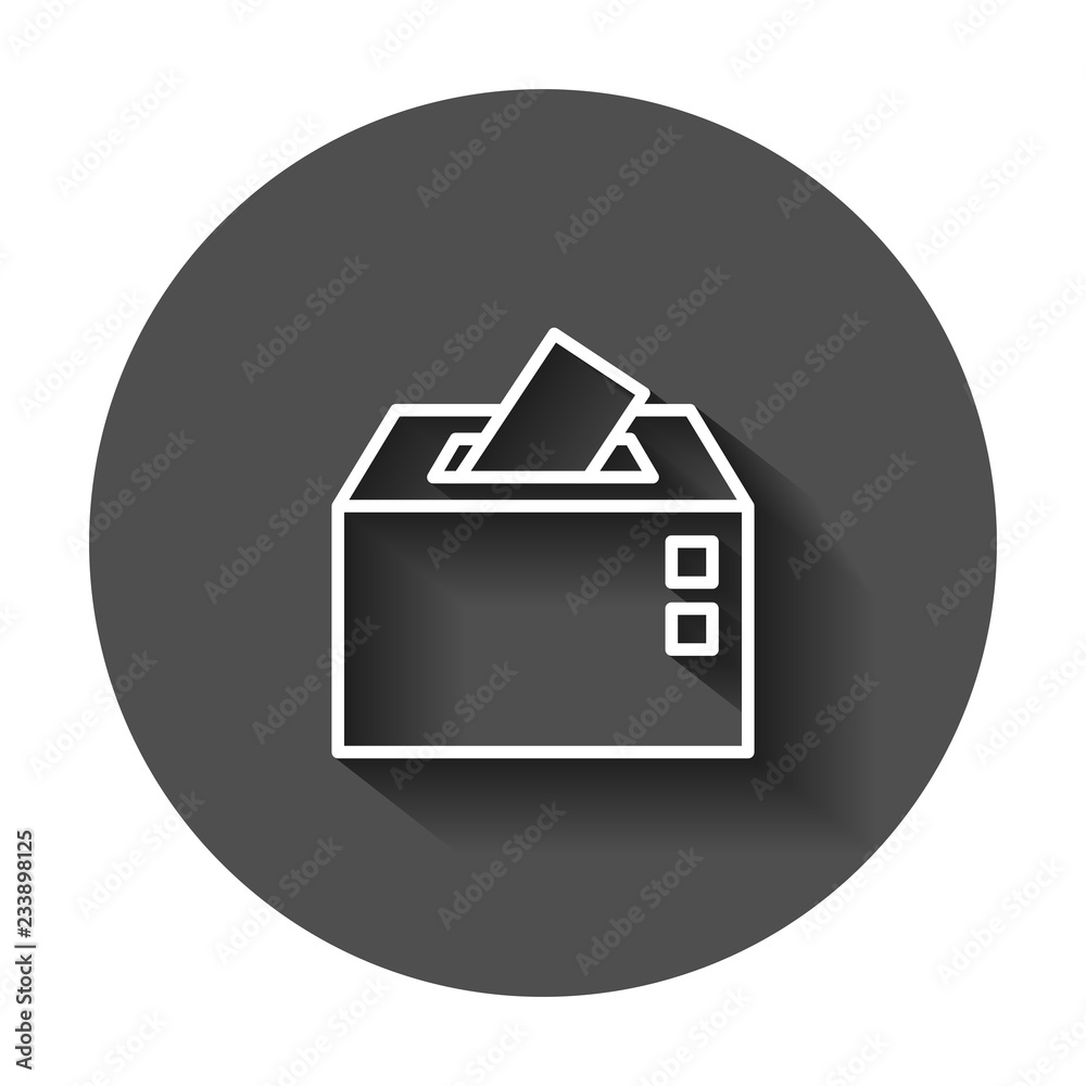 Election voter box icon in flat style. Ballot suggestion vector illustration with long shadow. Election vote business concept. Election voter box icon in flat style. Ballot suggestion vector illustration with long shadow. Election vote business concept.