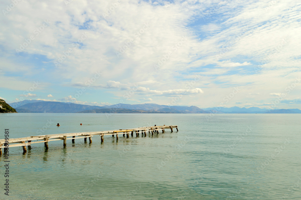Fototapeta premium Ipsos Beach pier in Corfu