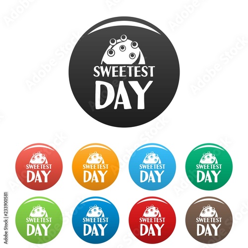 Sweet bonbon icons set 9 color vector isolated on white for any design