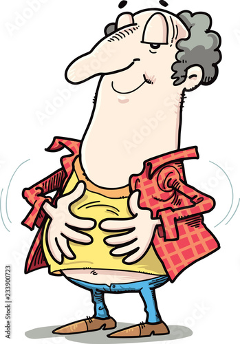 Abdomen fat, overweight man with a big belly