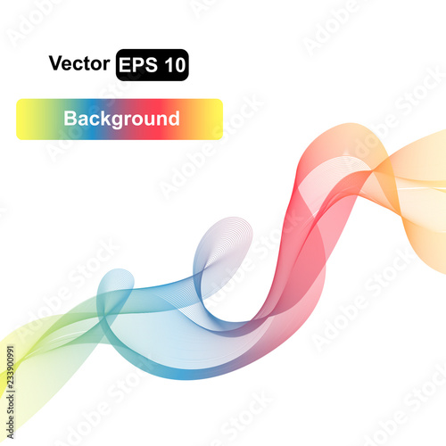 Rainbow gradient wave. Abstract and transparent wavy ribbon for your design.