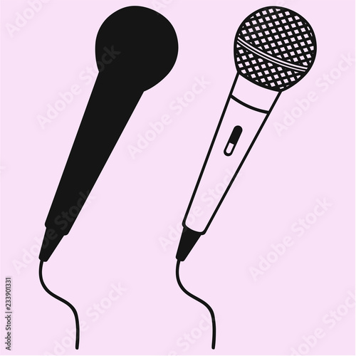 Microphone for Karaoke vector silhouette isolated