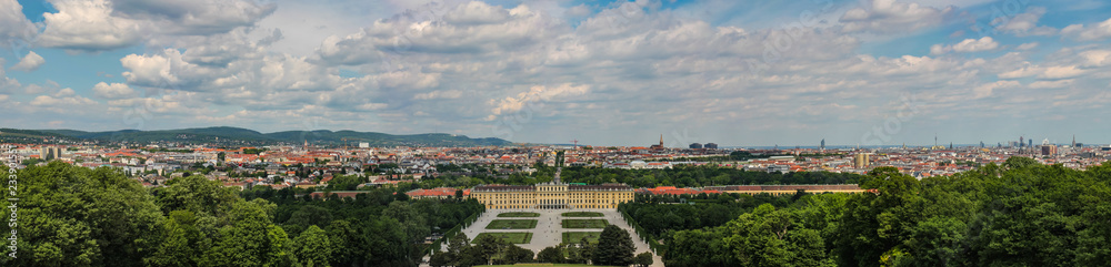 Panoramic view of Belvedere Palace is a stunning example of architecture as art from the flamboyant Baroque period in Europe.