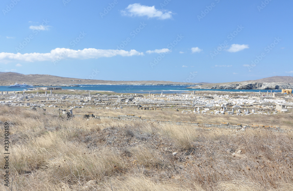 Ruins of Delos , off Mykonos in Greece 