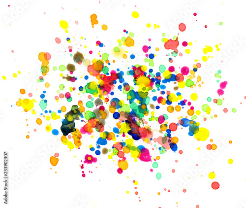 Colored splashes in abstract shape, painting background