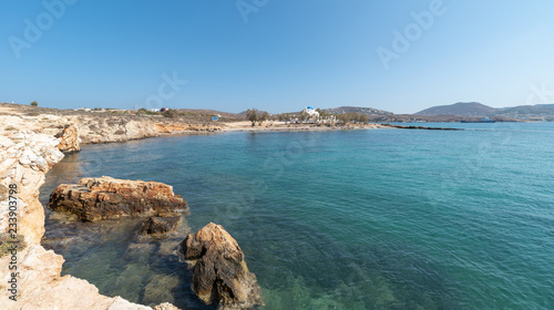 Marcello beach and Agios Fokas - Cyclades island - Aegean sea - Paroikia (Parikia) Paros - Greece