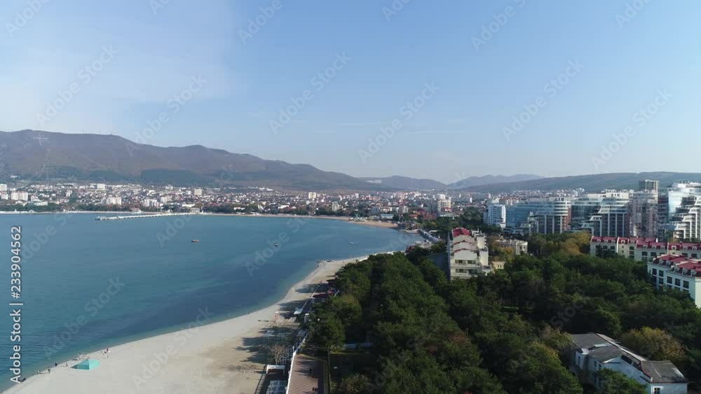 City on the coast, the view from the air. City on the coast, the view from the air.