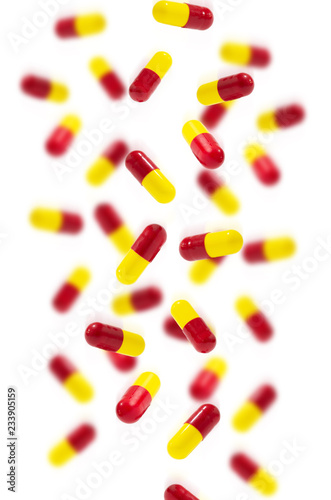 Pills and tablets falling drug