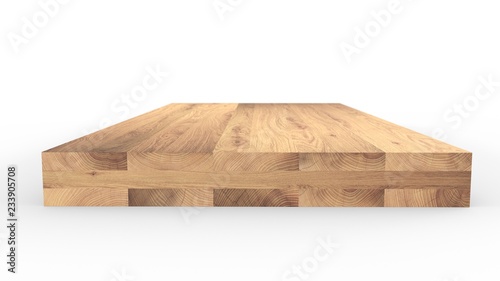 Glued wood structure. Lumber industrial wood texture, timber butts background. Butt end of a processed wooden beam. Glued beams. 3d illustration isolated