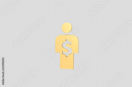 3D illustration of Creditor, yellow color with transparent background.