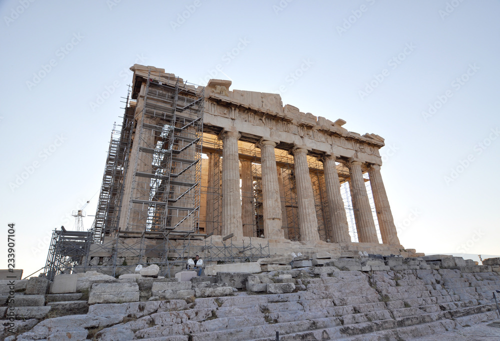 Obraz premium Parthenon being restored in Athens , Greece 