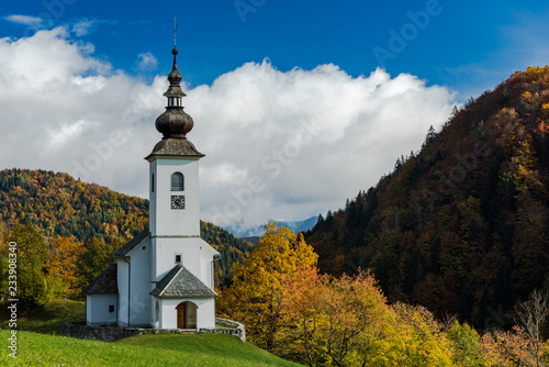 Sv. Marko chapel in Lower Danje, Slovenia at autumn colors