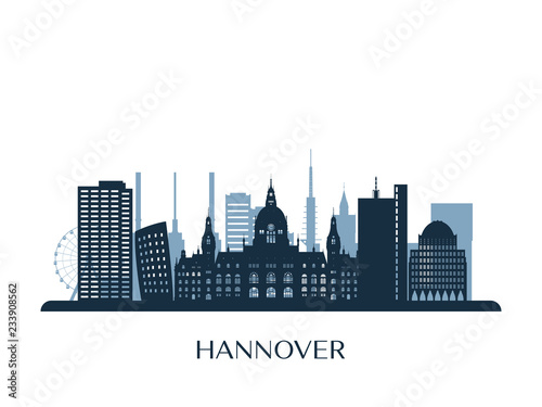 Hannover skyline  monochrome silhouette. Vector illustration.