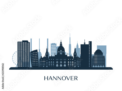 Hannover skyline, monochrome silhouette. Vector illustration.