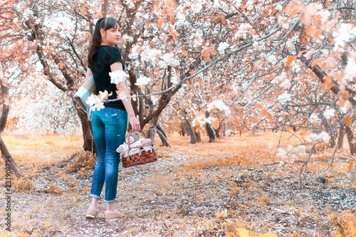 Beautiful girl in the autumn park