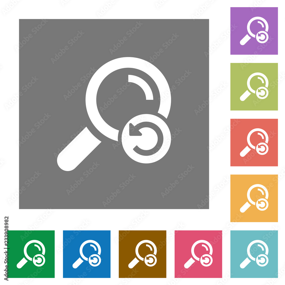 Undo search square flat icons Undo search square flat icons