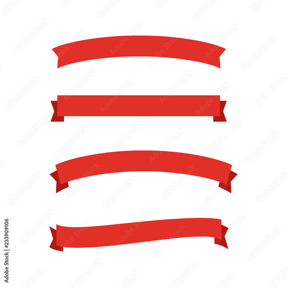 Ribbons for anniversary. Banner and bow with red tape isolated Ribbons for anniversary. Banner and bow with red tape isolated