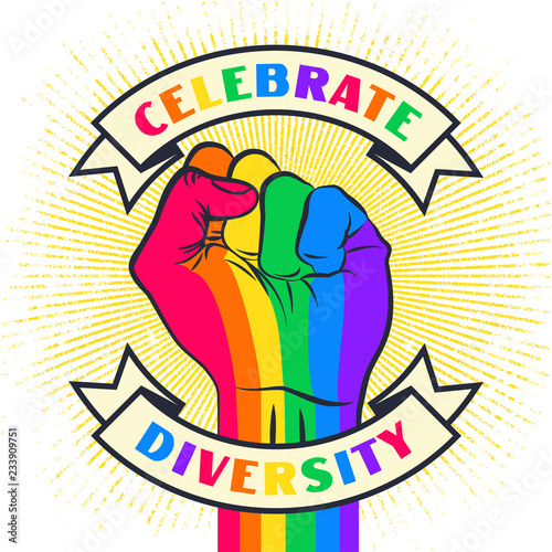 Vintage lgbt propaganda lettering quote with hand