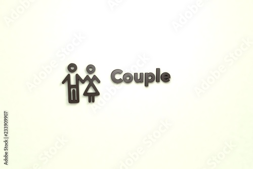 3D illustration of Couple  brown color and brown text with grey background.