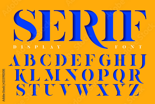 Display stencil serif antique font