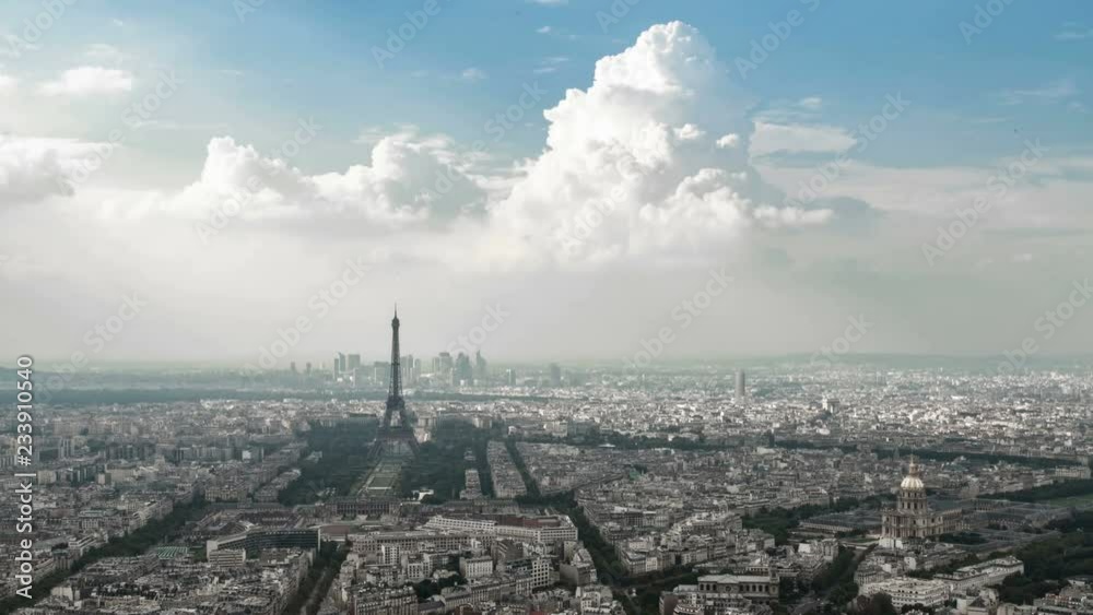 4K Paris Cityscape timelapse overview of the city