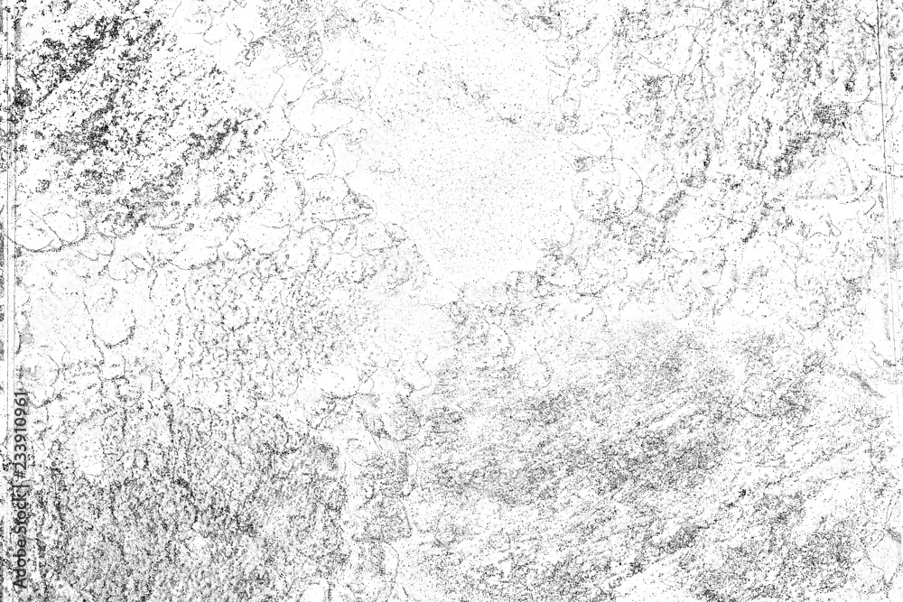 Abstract monochrome background. Texture is black and white in grunge style. Pattern of chips, cracks, scuffs, dust, stains