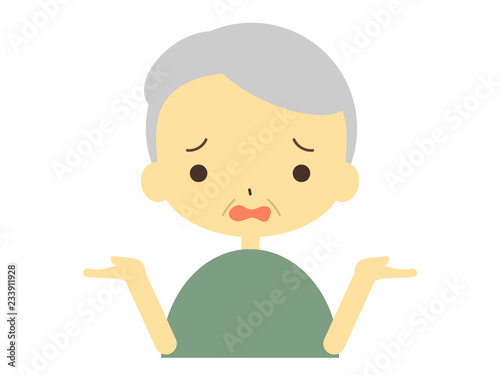 困ってお手上げなおじいさんのイラスト